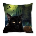 Halloween kussensloop met zwarte kat pompoen en maanlicht op perzikzachte microvezel - Zwarte Kat Heks Kasteel Pompoen (35) / 45x45cm