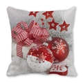Christmas pillowcase with gift boxes and ornaments on white peach skin fabric - Red White Silver Decor Style (11) / 45x45cm(Cover Only)