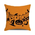 Detailed view of Halloween pillowcase featuring black bats, spiders and BOO lettering - BOO Pumpkin Cat Silhouette (6)