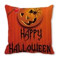 Happy Halloween pumpkin and spider print cushion cover in orange wood texture style - Wood Grain Pumpkin Spider Axe Style (13)