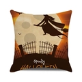 Halloween pillow cover with silhouette of witch flying over moon and Spooky text - Spooky Halloween Silhouette (32)