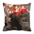 Christmas peach skin pillow case featuring festive red candles and reindeer design - Red Candle Log Style (12) / 45x45cm(Cover Only)