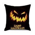 Detail of Halloween cushion cover with glowing pumpkin face and Happy Halloween text - 18x18 Inch / Glowing Pumpkin Smile Style (6)