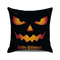 Detail of Halloween pillow case with aggressive pumpkin face and Happy Halloween text - 18x18 Inch / Aggressive Pumpkin Monster Face (7)