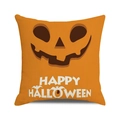 Orange Halloween pillowcase with Happy Halloween text and pumpkin face design - Orange Pumpkin Text Style (11) / 45x45cm