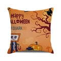 Detail of Happy Halloween pillow case with cartoon witch and pumpkin prints - Robot Pumpkin Witch Style (12) / 45x45cm