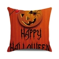 Detail of Happy Halloween pillow case with pumpkin, spider and axe on cotton linen texture - Pumpkin Red Axe Spider Style (13) / 45x45cm