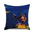Halloween throw pillow featuring a cartoon witch on a pumpkin with a crescent moon - Red Hair Witch Giant Pumpkin (33)