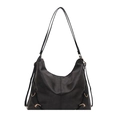 Grande borsa hobo nera minimalista in ecopelle con tracolla regolabile e fibbie - Nero senza Ciondolo