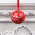 Scatola natalizia a sfera rossa con stampa Merry Christmas e nastro per appendere - Rosso Scritta Merry Christmas Con Albero (Stile C)