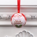 Palla di Natale in latta con Babbo Natale e scritta Merry Christmas per l'albero - Ritratto della Testa di Babbo Natale Rosso (Stile B)
