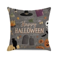 Happy Halloween pillow cover featuring ghosts and pumpkins in a colorful festive pattern - Happy Halloween Colorful Print Style (23)