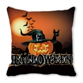 Halloween peach skin pillow featuring a wizard pumpkin, black cats, and a full moon - Orange Black Bat Wizard Pumpkin Black Cat Style (29)