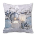 Winter themed Merry Christmas pillow case with blue ornaments and candles in ice blue tone - Ice Blue Winter Still Life Style (14) / 45x45cm(Cover Only)
