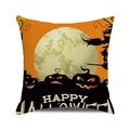Halloween decorative pillow case with pumpkin, witch, and Happy Halloween text on white - 18x18 Inch / Orange Pumpkin Witch Style (40)