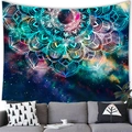 Starry sky mandala tapestry displayed on wall behind a sofa in a modern living room - 12 / 100x70(Peach Skin)