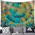 Detailed pattern of Mandala wall tapestry with colorful geometric symmetry in living room - 9 / 100x70(Peach Skin)