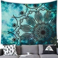 Detail of bohemian teal mandala tapestry on grey living room wall background - 8 / 100x70(Peach Skin)