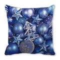 Square peach skin pillowcase with blue Christmas ornaments and snowflake patterns - All-Over Blue Christmas Style (16) / 45x45cm(Cover Only)