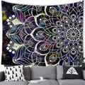 Mandala tapestry with starry sky background hanging over a modern sofa in a living room - 18 / 100x70(Peach Skin)