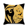 Halloween throw pillow cover featuring black cat, full moon, and orange pumpkin design - Elegant Black Cat Full Moon (37)