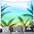 Tropical palm tree wall tapestry hanging over a cozy sofa in a modern living room - 200X150 / Tropical Palms (1)