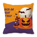 Halloween throw pillow featuring pumpkin lanterns and Trick or Treat Self typography - Orange Purple Contrast Candy Pumpkin Style (21)