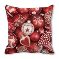 Red Christmas pillow cover with festive ornaments star and snowflake pattern - All-Over Red Christmas Style (17) / 45x45cm(Cover Only)