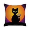 Halloween decorative pillow cover with black cat and orange full moon silhouette design - Fluorescent Eye Cat (21)