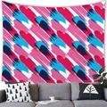 Tenture murale moderne abstraite rose et bleue avec motifs géométriques pour décor - Style 16 (Coups de Pinceau Art Moderne Rose-Bleu) / 100x70cm