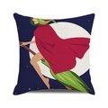 Halloween throw pillow cover featuring a silhouette witch and moon on cotton linen - Red Cloak Green Hair Witch (39)