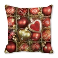 Square peach skin Christmas pillowcase with red and gold festive ornaments pattern - Red Gold Ball Festive Style (19) / 45x45cm(Cover Only)