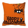 Orange Happy Halloween decorative pillowcase featuring a cartoon spider and web design - Bright Orange Cartoon Spider Hanging Style (23)