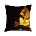 Halloween pillow cover featuring a witch silhouette against a glowing orange fire background - Orange-Red Fire Silhouette (40)