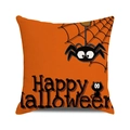 Orange Happy Halloween pillow cover with black spider and web graphics for sofa decor - 18x18 Inch / Orange Cartoon Spider Style (23)