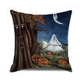 Halloween throw pillow cover featuring cartoon ghosts and pumpkin oil painting style - Oil Painting Style Pumpkin Group Style (29)