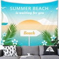 Arazzo con paesaggio da spiaggia estiva, tramonto e palme per decorazione parete - 100X70 / Stile 12