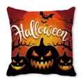 Halloween pillow cover with orange pumpkin lanterns and bats on peach skin fabric - Orange Black Pumpkin Bat Deadwood Style (25)