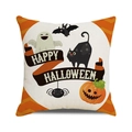 Funda de cojín cuadrada de Halloween con fantasmas y calabazas en fondo blanco - Todos los Elementos de Halloween de Dibujos Animados (33)