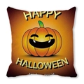 Halloween decorative square pillow featuring a smiling pumpkin and trick or treat text - Orange Yellow Gradient Smiling Pumpkin Style (26)