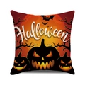 Halloween decorative pillow case with pumpkin lanterns, bats and holiday art text - 18x18 Inch / Orange Black Jack-o'-lantern Combo (25)