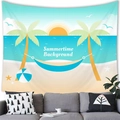 Arazzo con paesaggio da spiaggia estiva, palme e alba per la decorazione della parete - 100X70 / Stile 15
