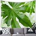 Tropical monstera leaf tapestry with realistic dew drops hanging above a sofa in a living room - High-Definition Realistic Green Broadleaf (18)