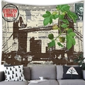 Detail of vintage European architecture wall tapestry showing London Tower Bridge and text - Style 4 (London Tower Bridge) / 150x100(Peach Skin)