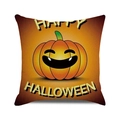 Square orange Halloween pillow cover featuring Happy Halloween text and pumpkin graphic - 18x18 Inch / Orange Yellow Gradient Pumpkin (26)