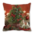 Christmas peach skin pillowcase with festive mini tree, wooden horse and gift boxes - Mini Tree White Rocking Horse Style (23) / 45x45cm(Cover Only)
