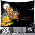 Arazzo in stile giapponese con gru dorata e alberi autunnali per l'arredo del soggiorno - 100x70(Pelle di Pesca) / Acero Dorato Cielo Stellato Notturno (21)