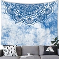Mandala tapestry in blue and white tie-dye patterns for living room wall decoration - 3 / 100x70(Peach Skin)