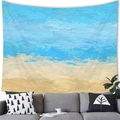 Tapisserie murale abstraite bleu et beige style peinture à l'huile pour décor maison - Style 7 (Abstrait de Plage et Vagues) / 100x70cm