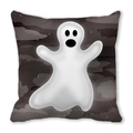 Halloween Kissenhülle mit süßem weißen Geist und dunklem Sternenhimmel Motiv - Dunkelgraue Wolke Sternenhimmel Cartoon Geist (36)